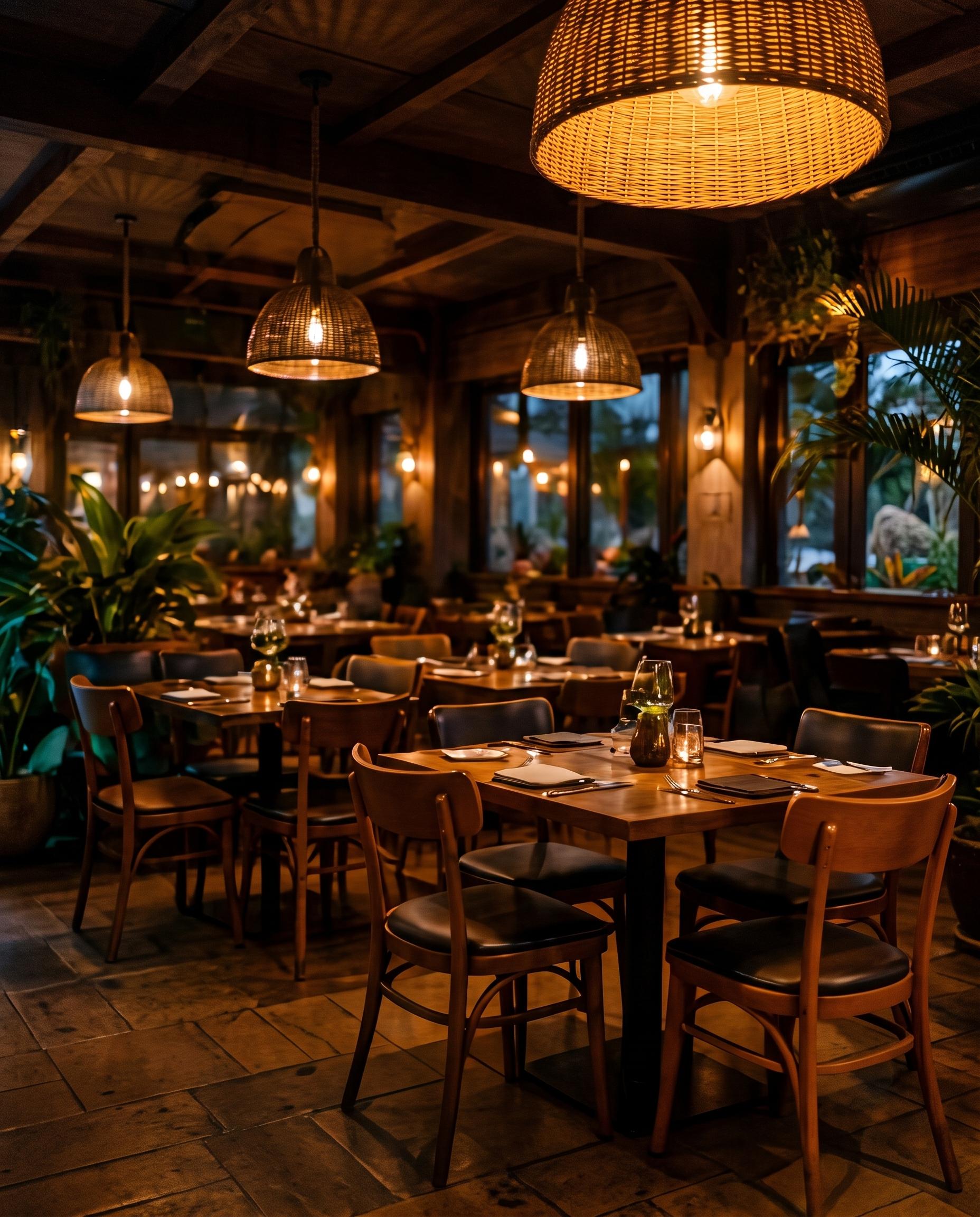 Ambiente de restaurante no Litoral Norte